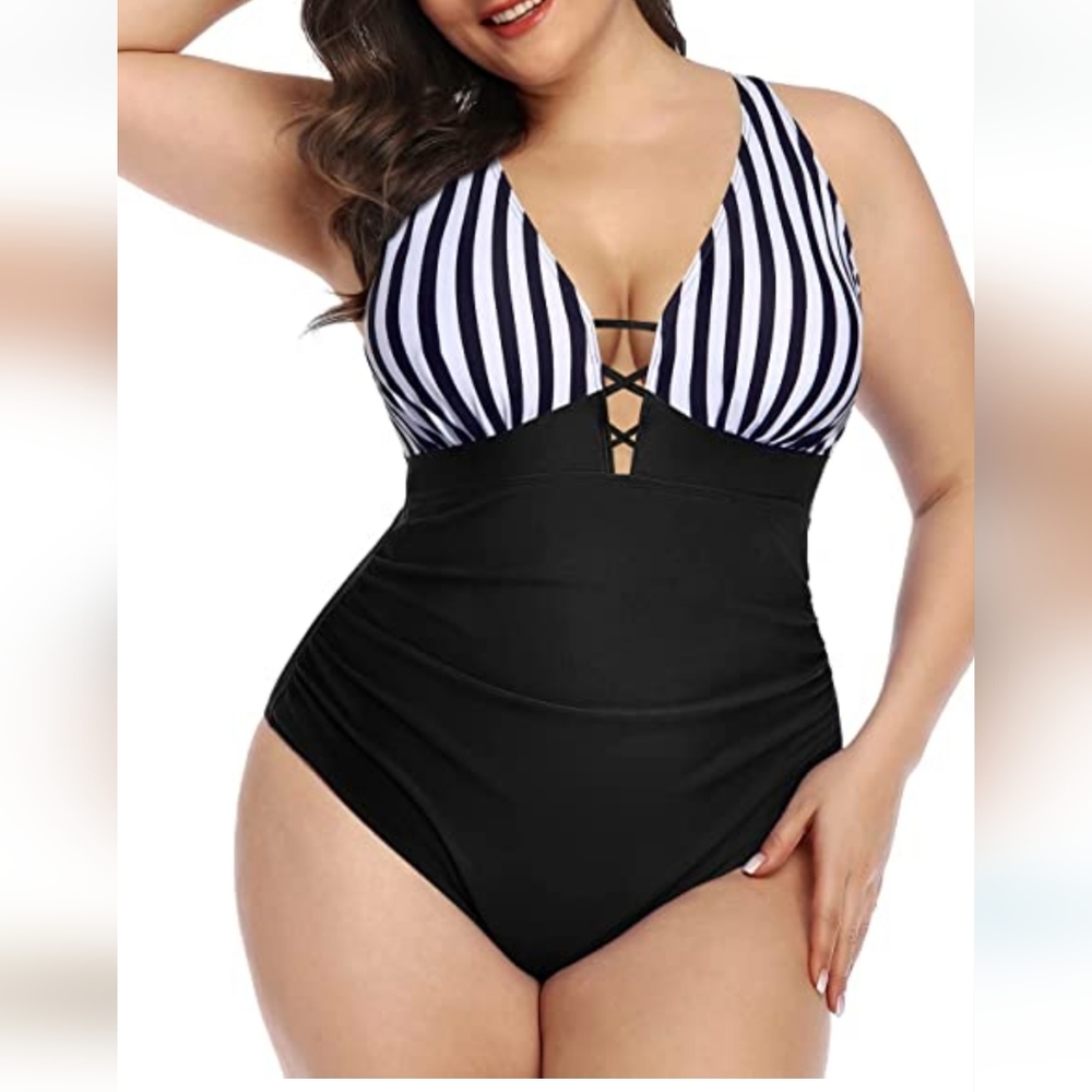 Women Plus Size One Piece Swimsuit Tummy Control...